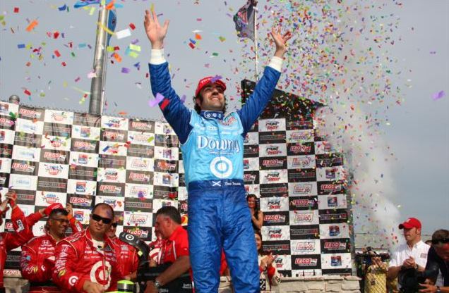 Dario Franchitti celebrates his victory. PHOTO BY Chris Jones